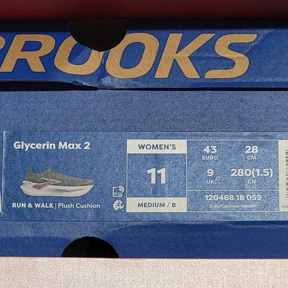 Brooks Glycerin Max 2 Women 11 Grey Coconut Running Shoes 1204681B059 - Picture 8 of 8